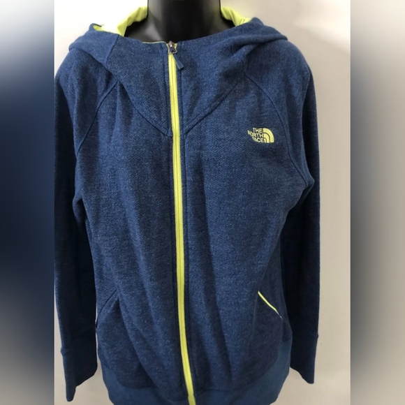 The North Face Sweaters - The North Face Women's Blue Neon Green Full Zipper Hoodie Sweater Size Large